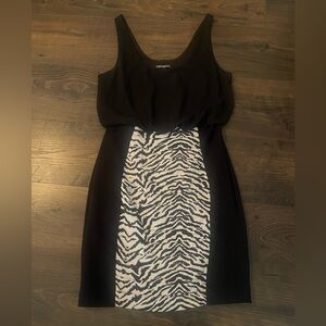 Woman’s Dress- Express Zebra and Black Short Cocktail Dress Size Small